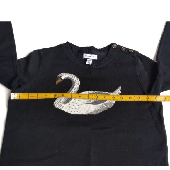 Nice Charter Club XS Cotton Blend Studded Swan Sweater Pullover - Picture 3 of 4